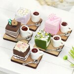Scne de cuisine pour maison de poupe, mini dcoration de gteau en mousse eponge, modle de jouet artisanal, ...