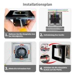 Schuko prise simple avec sécurité enfant cadre en verre prise murale encastrée noir 86 mm Schuko prise simple avec sécurité enfant cadre en verre prise murale encastrée noir 86 mm