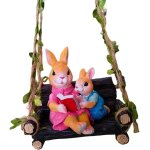 Sculpture de lapin mignon lisant un livre, fournitures de fte d'anniversaire de pques, statue de balanoire ...
