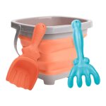 Seau pliable et souple, jouets de plage pour enfants, seau rétractable avec 2 outils Seau pliable et souple, jouets de plage pour enfants, seau rétractable avec 2 outils
