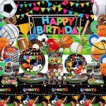 Senior - décorations de fête d'anniversaire sur le thème du sport, y compris un fond de joyeux anniversaire, ... Senior - décorations de fête d'anniversaire sur le thème du sport, y compris un fond de joyeux anniversaire, ...