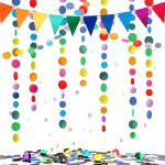 Sept - guirlande en papier ronde de 12 mètres, fanions triangulaires colorés et confettis, adaptée a ... Sept - guirlande en papier ronde de 12 mètres, fanions triangulaires colorés et confettis, adaptée a ...