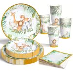 Sept - jungle safari thme vaisselle, fournitures fte d'anniversaire enfants, vaisselle papier 24 invits, ...