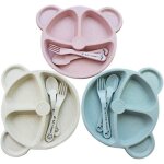 Service de table 3 pices pour enfants - pp et tiges de bl, motif ours, lavable au lave - vaisselle, ...