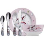 Service de table 6 pices - set repas avec coutellerie en inox pour enfants: 1 x bol, 1 x plat, 1 x fourchette ...