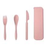 Service de table de voyage portable, vaisselle en paille de blé, avec boîte, fourchette de cuisine, cuillère, ... Service de table de voyage portable, vaisselle en paille de blé, avec boîte, fourchette de cuisine, cuillère, ...
