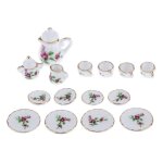 Service a th� miniature en porcelaine, 15 pi�ces, avec bordure dor�e, accessoires de cuisine pour maison ...