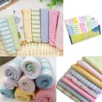 Serviette en coton pour nouveau - n, lot de 8 pices, bavoir pour bb, mouchoir pour enfant, carr ...