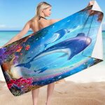 Serviette de plage europenne a motif doldave, pas de sable gratuit, schage rapide, poncho de surf, ...