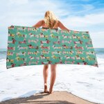 Serviette de plage en microcarence pour animaux de compagnie, chien teckel mignon, fournitures scolaires, ... Serviette de plage en microcarence pour animaux de compagnie, chien teckel mignon, fournitures scolaires, ...