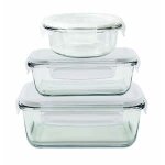 Set de 3 plats / botes carr / rond / rectangulaire en verre