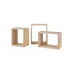 Set de 3 tablettes suspendues en bois naturel Set de 3 tablettes suspendues en bois naturel