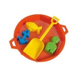 Set d'accessoires de plage : 1 grand tamis, 1 pelle, 3 moules (coloris al�atoire)