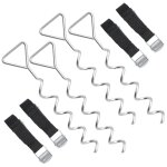 Set d'ancrage pour trampoline, lot de 4, ancrage au sol, argent et noir
