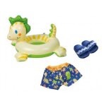 Set de bain pour poupon et poupee 35 / 45 cm dinosaures - short, chaussures, bouee - vetement garcon, ...
