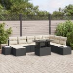 Set de canap�s de jardin vidaxl ensemble de 9 noir et cr�me