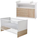 Set de chambre gabriella - lit bébé evolutif + commode a langer - bicolore Set de chambre gabriella - lit bébé evolutif + commode a langer - bicolore