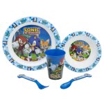 Set d�jeuner vaisselle plastique assiettes verre couverts sonic the hedgehog