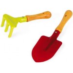 Set de jardinage enfant : pelle et rateau - outils en metal robuste rouge et vert - petit jardinier - ...