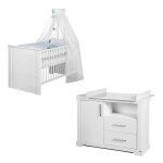 Set de meuble  maxi  - lit b�b� evolutif + commode a langer - blanc