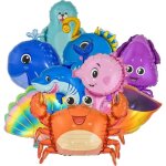 Set of cute sea balloons, shell crab, dolphin, shark seal, octopus balloons, animals, air - animals, ...