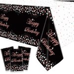 Shiba - lot de 3 décorations de fête en nappe noire et or rose - nappe d'anniversaire jetable en plastique, ... Shiba - lot de 3 décorations de fête en nappe noire et or rose - nappe d'anniversaire jetable en plastique, ...