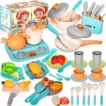 Shiba - 48 pices accessoires cuisine enfant, ustensile cuisine enfant, pots et casseroles jouet, dinette ...