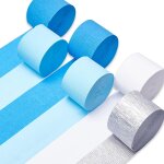 Shiba - lot de 6 banderoles en papier crpon 150 m, blanc, argent, bleu royal, bleu clair pour dcorations ...