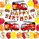 Shiba - ballons gants en aluminium pour thme pompier, dcoration de fte d'anniversaire avec bannire ...
