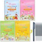 Shiba - cahier ecriture anglais maternelles, 4 livres cahier de pratique magique, calligraphie pour enfant, ...