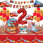 Shiba - dcoration d'anniversaire pour 2 ans - motif camion de pompier - vaisselle de fte pour anniversaire ...