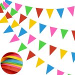 Shiba - guirlande de fanions rutilisables en tissu polyester avec 52 drapeaux triangulaires pour maison, ...