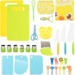 Shiba - kit couteau cuisine enfant, 32 pices couteau montessori enfants avec ondul et planche a dcouper, ...