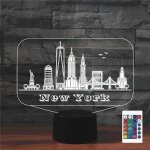 Shiba - new york lampe de table tactile avec tlcommande, 16 couleurs optiques usb led, veilleuse pour ...