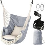 Siges suspendus chaise suspendue hamac 2 oreillers inclus, sangles et crochets solides pour une suspension ...