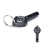 Sifflet et boussole d'urgence 2 en 1, pour camping en plein air, randonn�e, outils utiles, couleur noire, ...