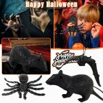 Simulation de chauve - souris araigne, 3 pices, jouet en plastique doux pour halloween, dcoration ...