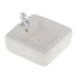 Simulation de lavabo en céramique blanche, echelle 1 / 12, pour salle de bain de maison de poupée Simulation de lavabo en céramique blanche, echelle 1 / 12, pour salle de bain de maison de poupée