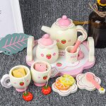 Simulation de th� en bois pour enfants, tasse a th� de l'apr�s - midi, meubles de maison de poup�e, jeu ...