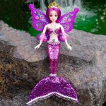 Sirne violette avec ailes, poupe princesse, enfants, filles, jouets, jouets aquatiques, poupes faites ...