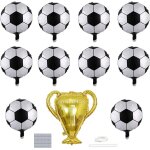 Sjzg - lot de 11 ballons de f�te de football, champion, troph�e dor�, film polyester, d�coration de football, ...