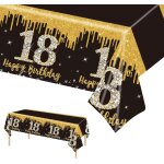 Sjzg - 137 x 274 cm noir et or nappe d'anniversaire noire et dorée nappe de table pour homme femme 18e ... Sjzg - 137 x 274 cm noir et or nappe d'anniversaire noire et dorée nappe de table pour homme femme 18e ...