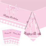Sjzg - lot de 2 nappes roses avec noeud � happy birthday � - 274 x 137 cm - pour f�te de salle a manger ...