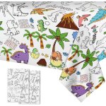 Sjzg - 2 pi�ces de nappes a colorier dinosaures, grande nappe d'activit� en papier dinosaure, poster ...