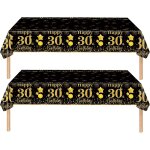 Sjzg - 2 pièces nappe noire et dorée décor fête d'anniversaire pour 30 ans, 137x274cm nappe plastique ... Sjzg - 2 pièces nappe noire et dorée décor fête d'anniversaire pour 30 ans, 137x274cm nappe plastique ...