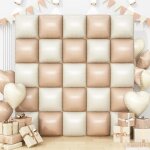 Sjzg - lot de 25 ballons carrés en aluminium blanc sable, marron, double face, style bohème, crème, nude, ... Sjzg - lot de 25 ballons carrés en aluminium blanc sable, marron, double face, style bohème, crème, nude, ...