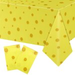 Sjzg - 2pcs nappes dessin anim� a pois jaunes, 108x180cm nappes rectangulaires en plastique d�corations ...