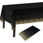 Sjzg - 2pcs nappe a pois noir et or couverture de table noir et or 137 x 274 cm couverture de table rectangle ...