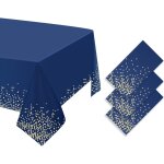 Sjzg - lot de 3 nappes de noël a pois bleus et dorés, 137, 2 x 274, 3 cm, jetables et imperméables, pour ... Sjzg - lot de 3 nappes de noël a pois bleus et dorés, 137, 2 x 274, 3 cm, jetables et imperméables, pour ...
