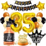 Sjzg - 35e anniversaire d�coration homme femme noir or f�te d�coration 35e anniversaire homme femme d�coration ...